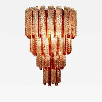 Original Midcentury Murano Glass Tronchi Four Tier Chandelier 1960