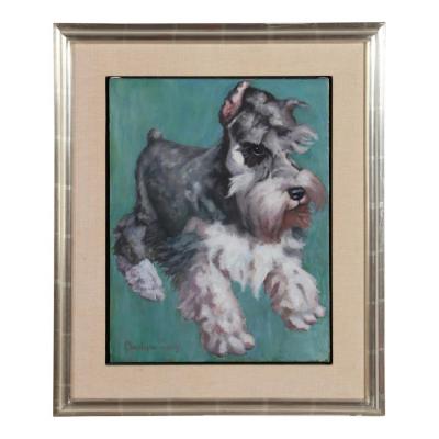 Original Miniature Schnauzer Dog Oil Painting by Christophe Cassidy
