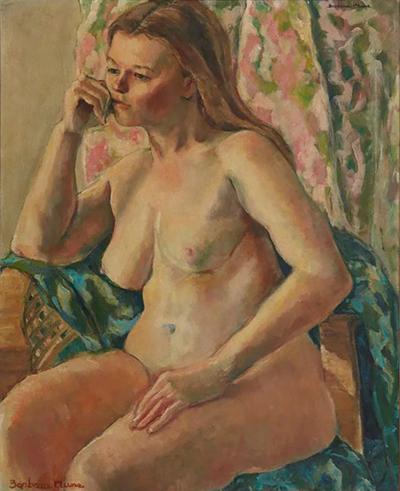 Original Oil Painting of Seated Nude by Barbara Clune