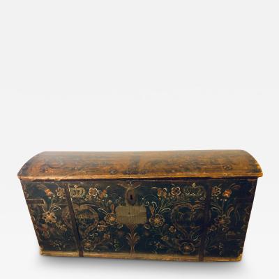 Original Painted Dowry Chest Trunk or Luggage Dated 1840