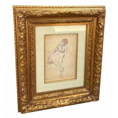 Original Rene Piot Watercolor Painting of a Ballerina Joanna Carson Estate
