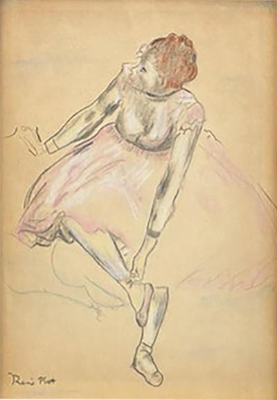 Original Rene Piot Watercolor Painting of a Ballerina Joanna Carson Estate