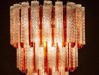 Original Venini Midcentury Murano Glass Tronchi Four Tier Chandelier 1960
