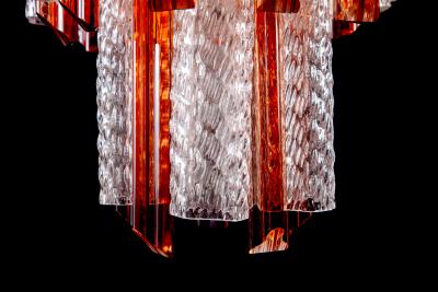 Original Venini Midcentury Murano Glass Tronchi Four Tier Chandelier 1960