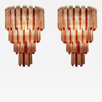 Original Venini Midcentury Murano Glass Tronchi Four Tier Chandelier 1960