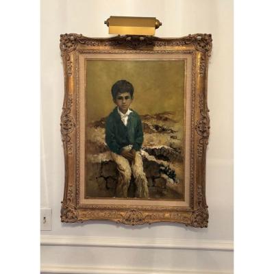 Original William Weintraub Oil Painting Portrait of a Boy