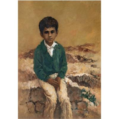 Original William Weintraub Oil Painting Portrait of a Boy