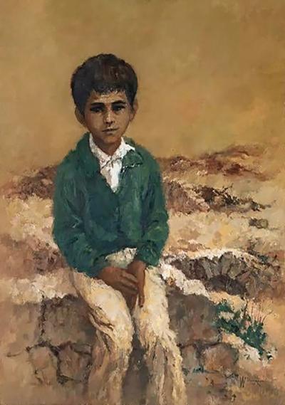 Original William Weintraub Oil Painting Portrait of a Boy