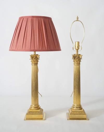 Ormolu Corinthian Column Sinumbra Base Table Lamps France circa 1825