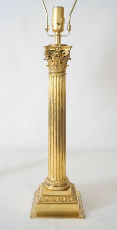Ormolu Corinthian Column Sinumbra Base Table Lamps France circa 1825