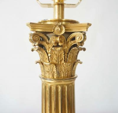 Ormolu Corinthian Column Sinumbra Base Table Lamps France circa 1825