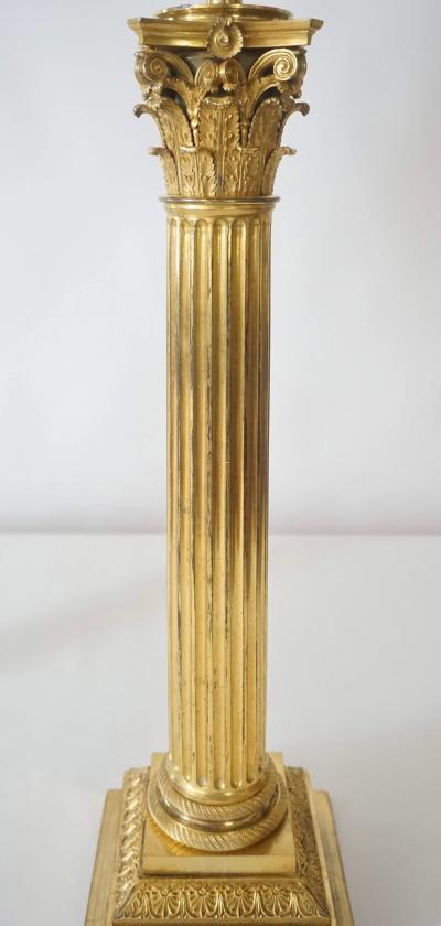 Ormolu Corinthian Column Sinumbra Base Table Lamps France circa 1825