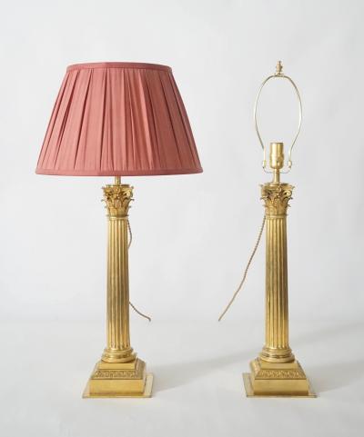 Ormolu Corinthian Column Sinumbra Base Table Lamps France circa 1825