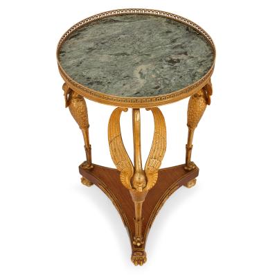 Ormolu and marble round side table in the French Empire style