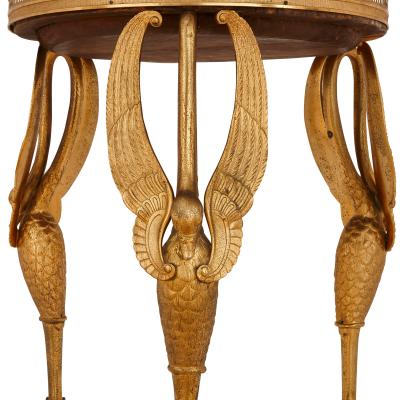 Ormolu and marble round side table in the French Empire style