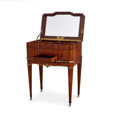 Ormolu mounted amboyna and mahogany Louis XVI style antique dressing table