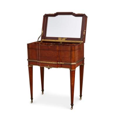 Ormolu mounted amboyna and mahogany Louis XVI style antique dressing table