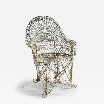 Ornate 19th Century Decorative Wirework Garden Chair