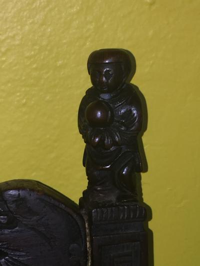 Ornate Carved Pair of Chinese Figural Victorian Chairs