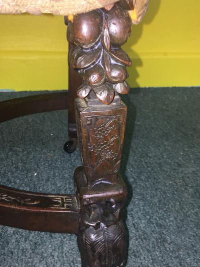 Ornate Carved Pair of Chinese Figural Victorian Chairs