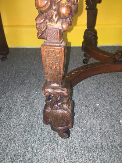 Ornate Carved Pair of Chinese Figural Victorian Chairs