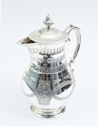 Ornate Exterior Design Details English Silver Plate Tea Coffee Pot