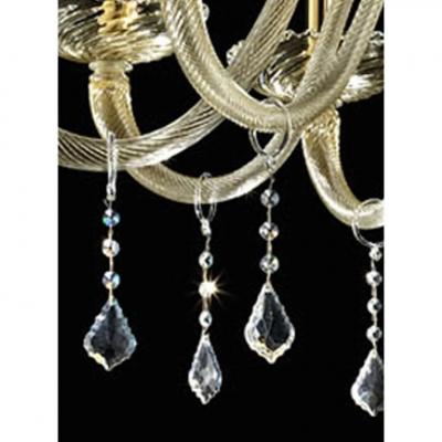 Ornate Imperial Venetian Chandelier With Gold Curled Murano Glass