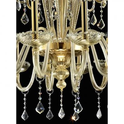 Ornate Imperial Venetian Chandelier With Gold Curled Murano Glass