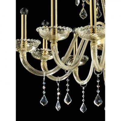Ornate Imperial Venetian Chandelier With Gold Curled Murano Glass