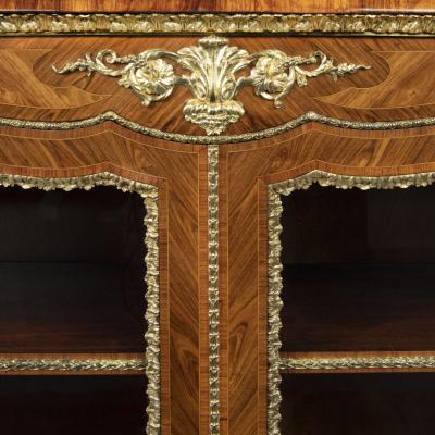 Ornate Victorian kingwood side cabinet in the French taste attributed to Gillows