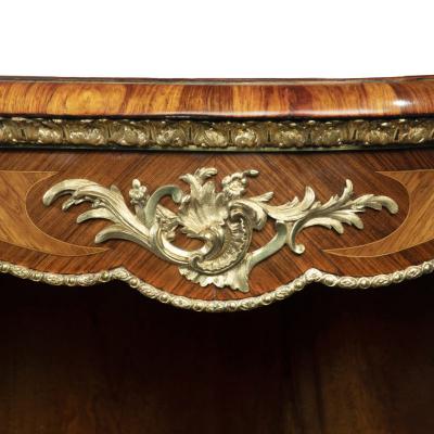 Ornate Victorian kingwood side cabinet in the French taste attributed to Gillows