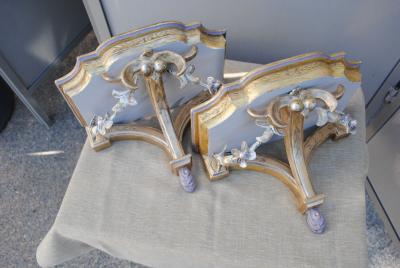 Ornate pastell wooden wall sconces brackets
