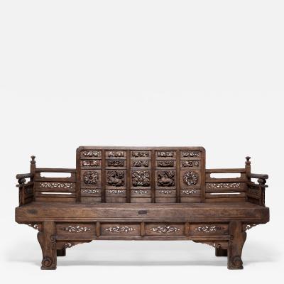 Ornately Carved Luohan Bed