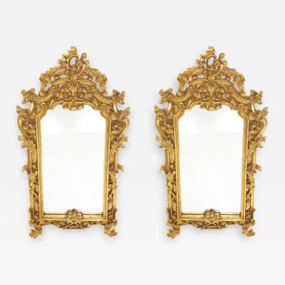 Ornately Wood Framed Pair Beveled Hanging Mirror