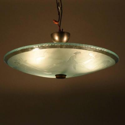 Orrefors Swedish Art Deco Pendant 1940s Orrefors