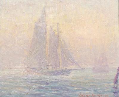 Oscar Anderson Oil On Canvas Of Sailboats By Oscar Anderson