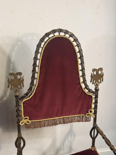 Oscar Bruno Bach EXTRAORDINARY PALATIAL HAND WROUGHT BRONZE IRON ARMCHAIRS BY OSCAR BRUNO BACH