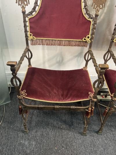 Oscar Bruno Bach EXTRAORDINARY PALATIAL HAND WROUGHT BRONZE IRON ARMCHAIRS BY OSCAR BRUNO BACH