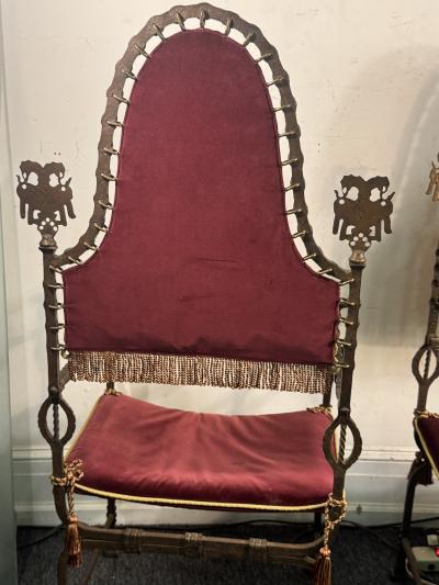 Oscar Bruno Bach EXTRAORDINARY PALATIAL HAND WROUGHT BRONZE IRON ARMCHAIRS BY OSCAR BRUNO BACH