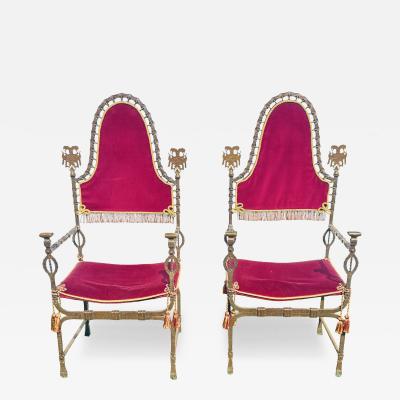 Oscar Bruno Bach EXTRAORDINARY PALATIAL HAND WROUGHT BRONZE IRON ARMCHAIRS BY OSCAR BRUNO BACH