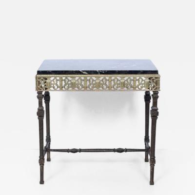 Oscar Bruno Bach Oscar Bach Style Marble Burnished Bronze and Iron Occasional Table 1920s
