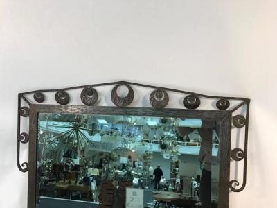 Oscar Bruno Bach Outstanding Iron Wall Mirror in the Manner of Oscar Bach