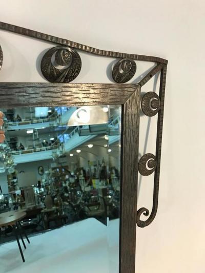 Oscar Bruno Bach Outstanding Iron Wall Mirror in the Manner of Oscar Bach