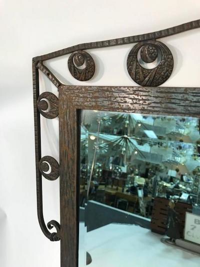 Oscar Bruno Bach Outstanding Iron Wall Mirror in the Manner of Oscar Bach