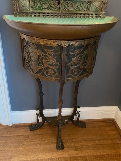 Oscar Bruno Bach RARE BRONZE MIXED METALS ILLUMINATED MIRROR FOUNTAIN BY OSCAR BRUNO BACH