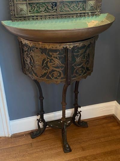 Oscar Bruno Bach RARE BRONZE MIXED METALS ILLUMINATED MIRROR FOUNTAIN BY OSCAR BRUNO BACH