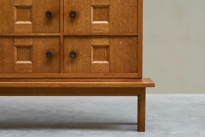 Oscar Degeyter Glazed Cabinet in Solid Oak and Pine Belgium 1942