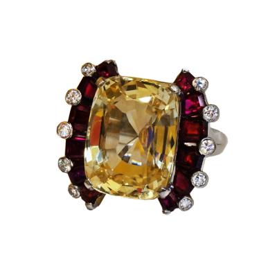 Oscar Heyman natural golden sapphire and ruby ring