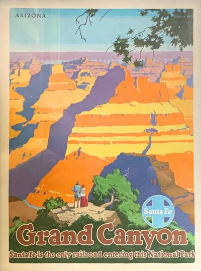 Oscar M Bryn Grand Canyon Vintage Santa Fe Railroad Travel Poster by Oscar M Bryn 1949