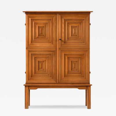Oscar Nilsson Cabinet in Oak and Brass by Oscar Nilsson 1940s